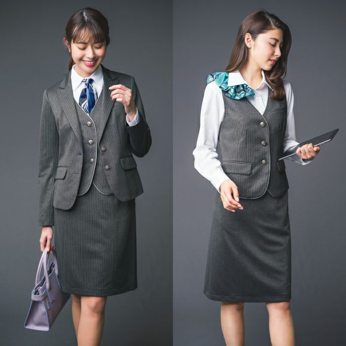 事務服 EAJ414 ジャケット ニット グレー enjoy カーシー | 制服専科