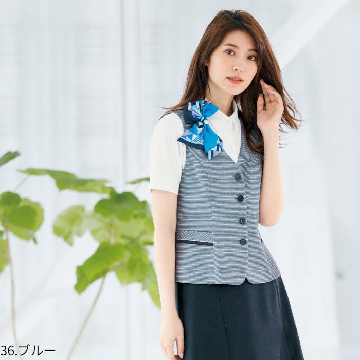 事務服 ベスト 春 夏 ボーダー AV1836 BONMAX ボンマックス | 制服専科